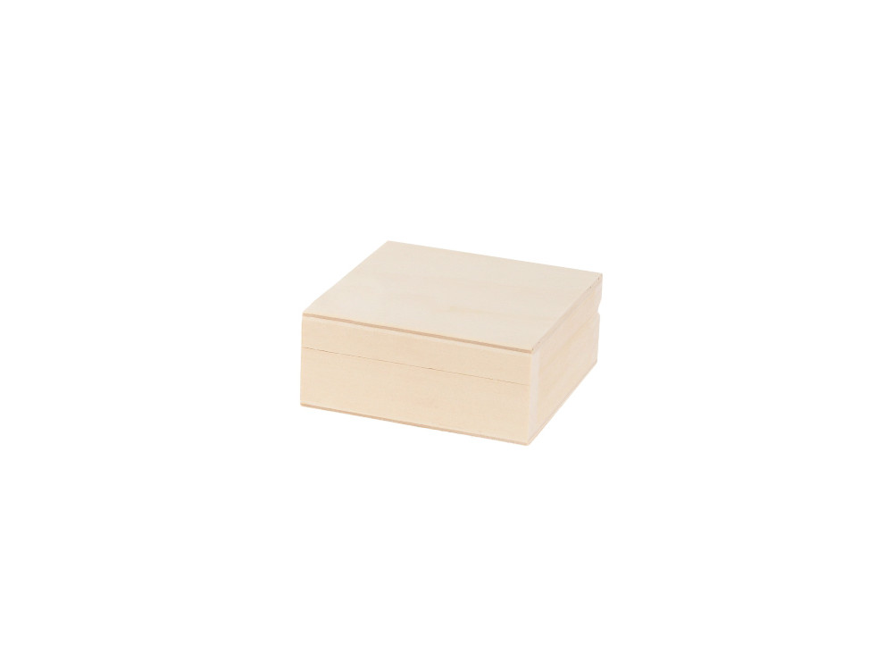 Drewniane pudełko, kasetka - kwadratowa, 10 x 10 x 3,7 cm