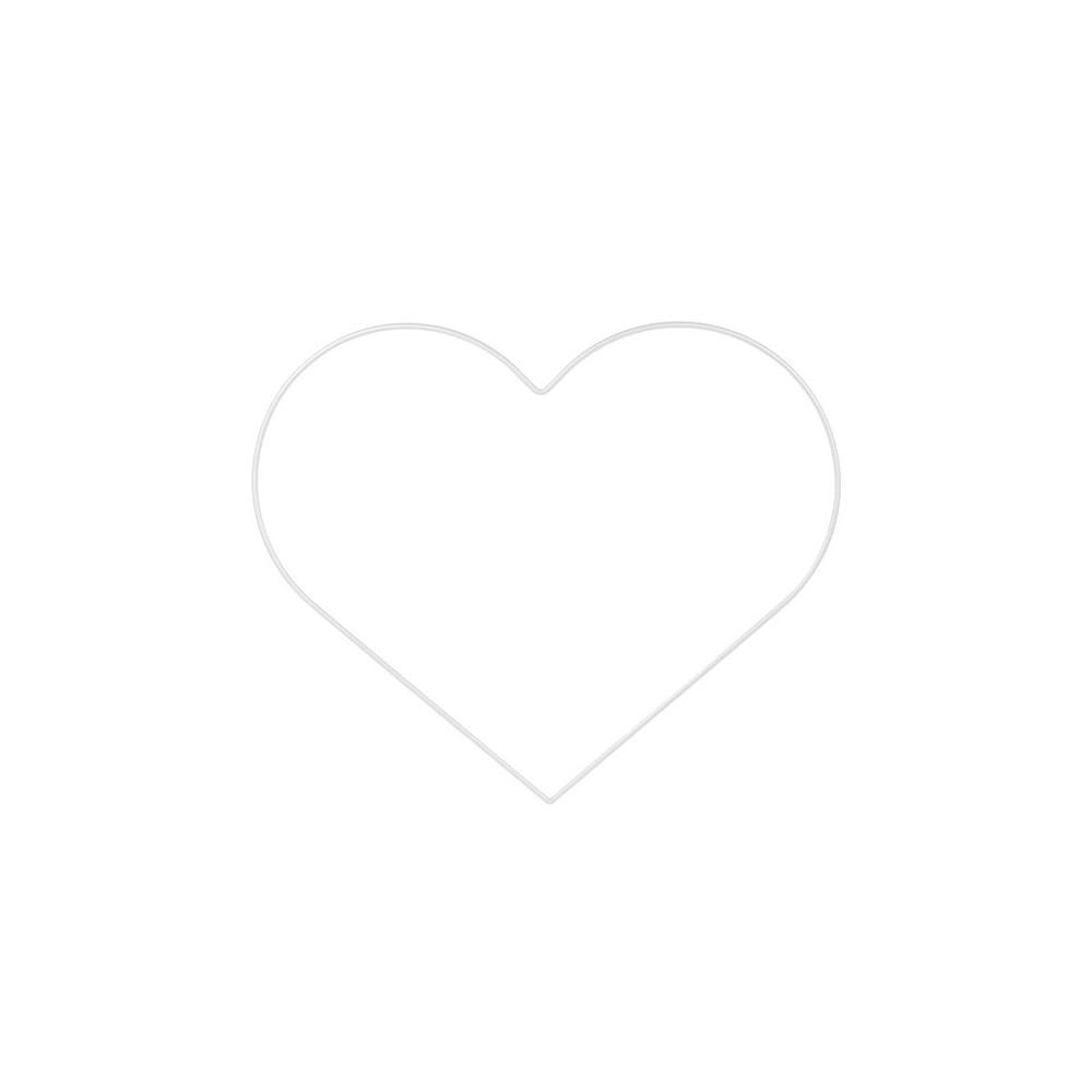 Metal heart hoop, base for garlands, macrames and dream catchers - white, 19 x 17 cm