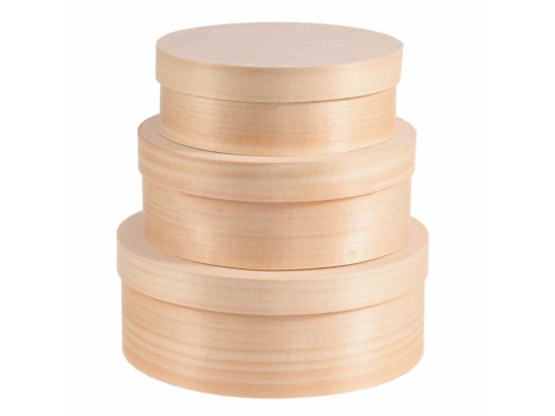 Wooden round boxes 3 in 1