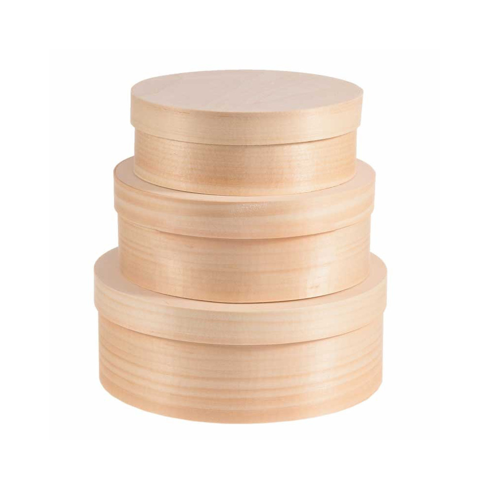 Wooden round boxes 3 in 1