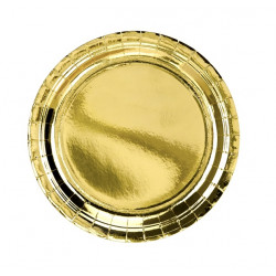 Round plates - gold, metallic, 23 cm, 6 pcs.