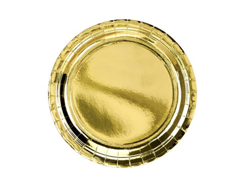 Round plates - gold, metallic, 23 cm, 6 pcs.