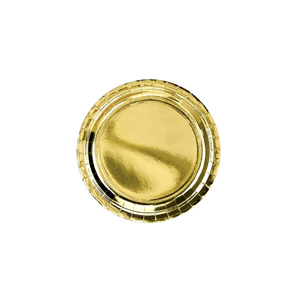Round plates - gold, metallic, 23 cm, 6 pcs.