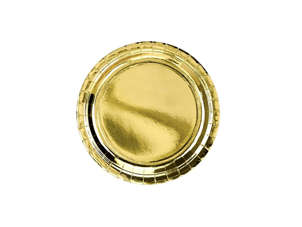 Talerzyki papierowe - złote, metalizowane, 23 cm, 6 szt.