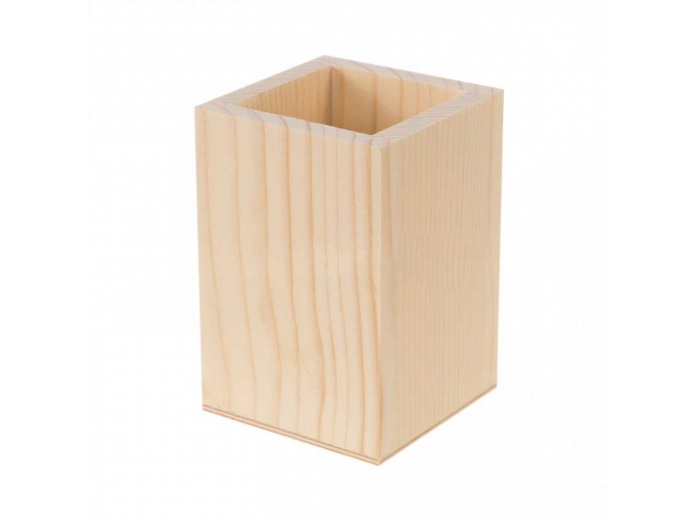 Wooden container, box for pens - 7,5 x 7,5 x 11 cm
