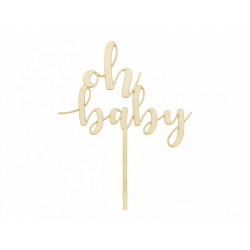 Cake topper Oh baby - wooden, 17 cm