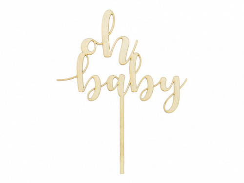 Cake topper Oh baby - wooden, 17 cm