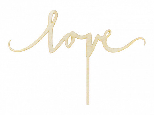 Cake topper Love - wooden, 16 cm