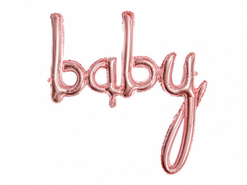 Foil balloon Baby - pink gold, 73,5 x 75,5 cm