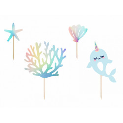 Cake toppers Narwhal - 4 pcs.