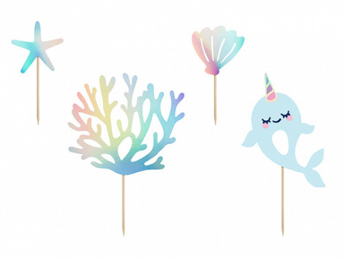 Cake toppers Narwhal - 4 pcs.