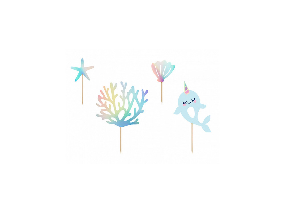 Cake toppers Narwhal - 4 pcs.