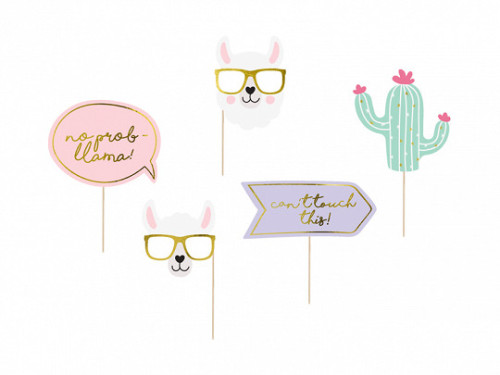 Photo props Lama - pastel and gold, 5 pcs.