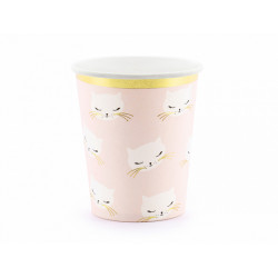 Paper cups Kitten - pink and gold, 200 ml, 6 pcs.