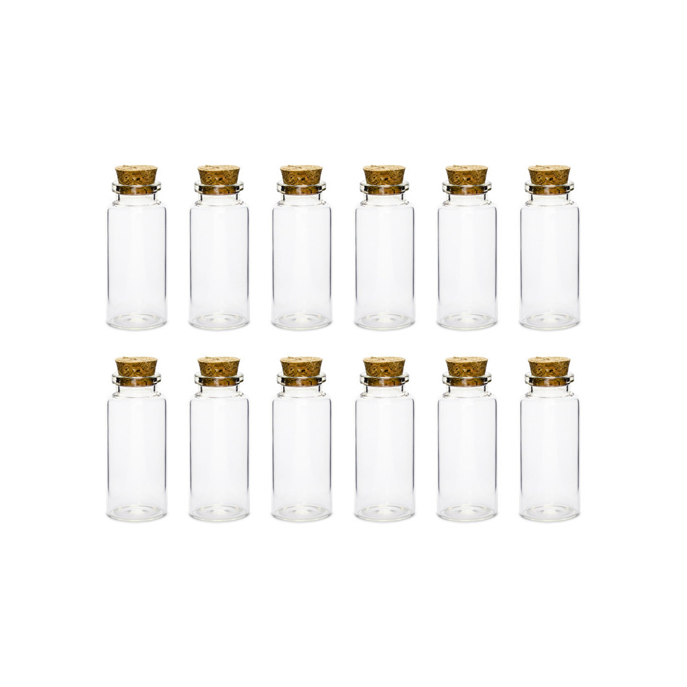 Glass bottles with cork closing - 12 pcs.