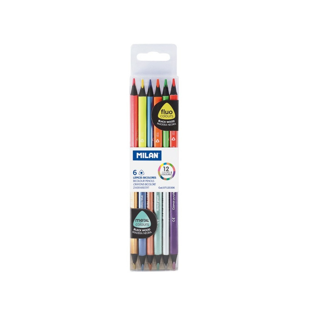 Triangular pencils - Milan - fluo, metallic, 12 colors
