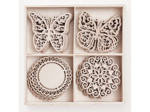 Wooden shapes Decors and Butterflies - DpCraft - 20 pcs.