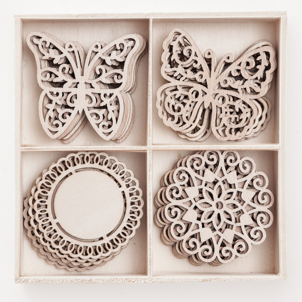 Wooden shapes Decors and Butterflies - DpCraft - 20 pcs.