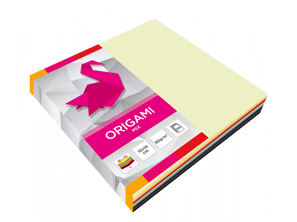 Papier origami - kolorowy, 10 x 10 cm, 100 ark.