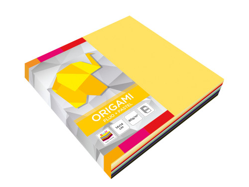 Origami paper - fluo, pastel, 14 x 14 cm, 100 sheets