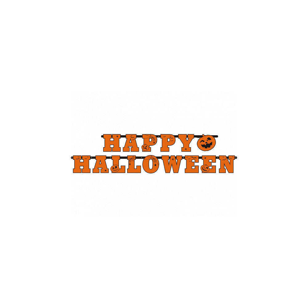 Happy Halloween garland - orange, 13 x 210 cm