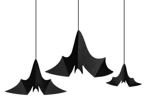 Garland, hanging decoration Bats - black, 3 pcs.