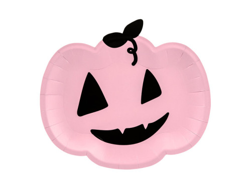 Pumpkin paper plates - pink, 6 pcs.