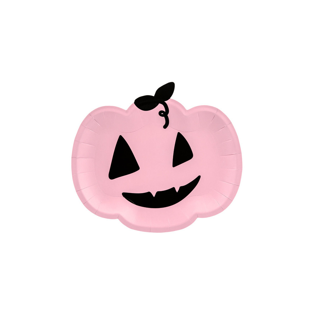 Pumpkin paper plates - pink, 6 pcs.