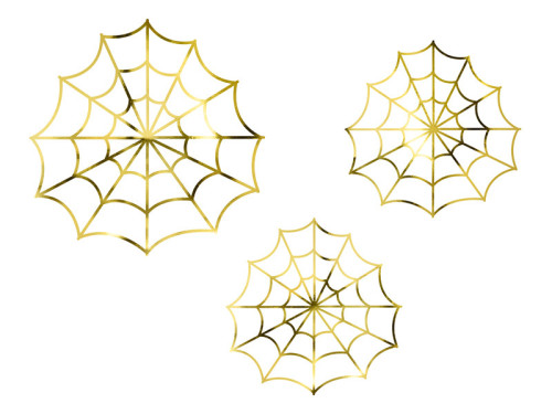 Paper decoration Spiderwebs - gold, 3 pcs.