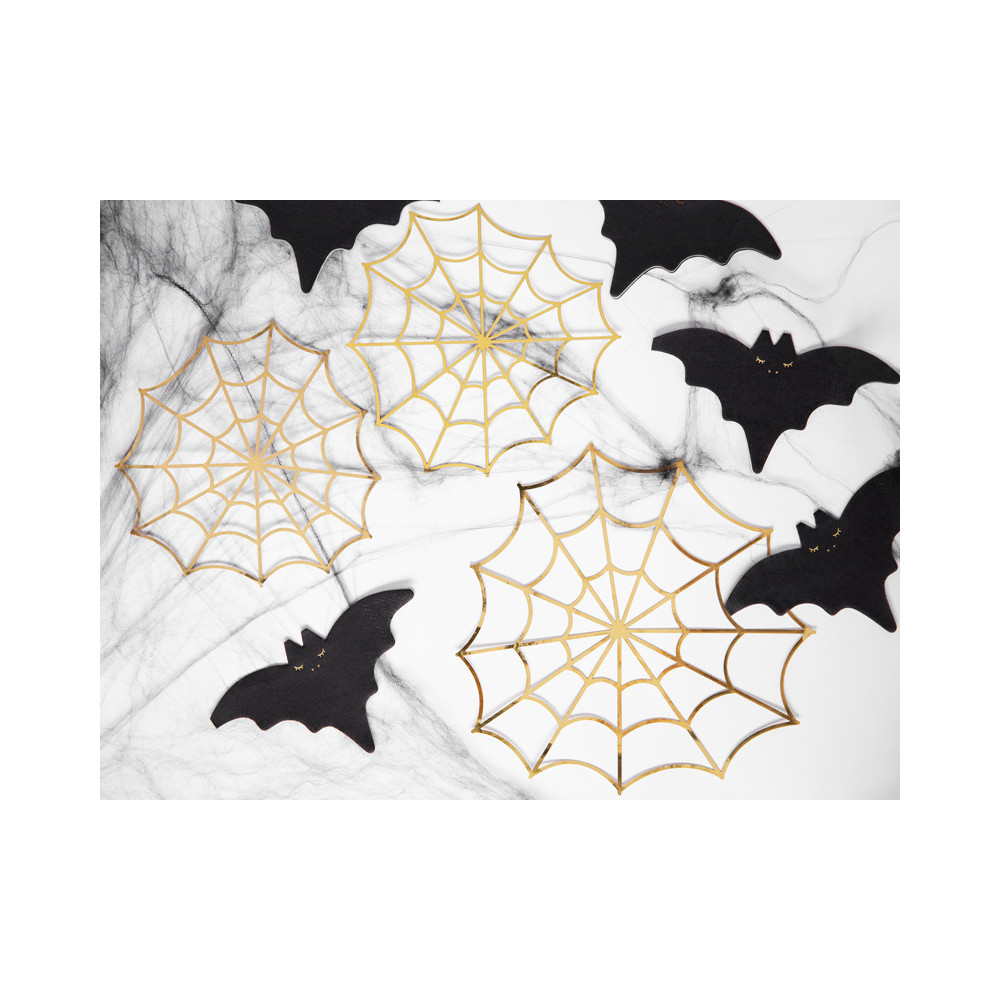 Paper decoration Spiderwebs - gold, 3 pcs.