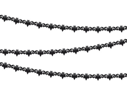 Paper garland Bats - black, 4 m
