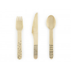 Wooden cutlery - black, 16 cm