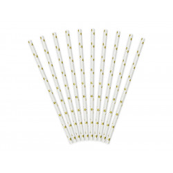 Paper straws - gold, 19,5 cm, 10 pcs.