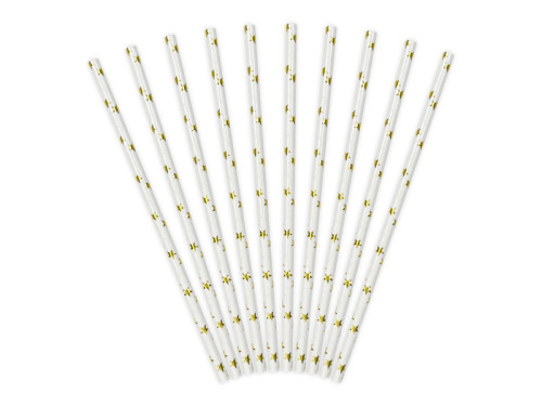 Paper straws - gold, 19,5 cm, 10 pcs.