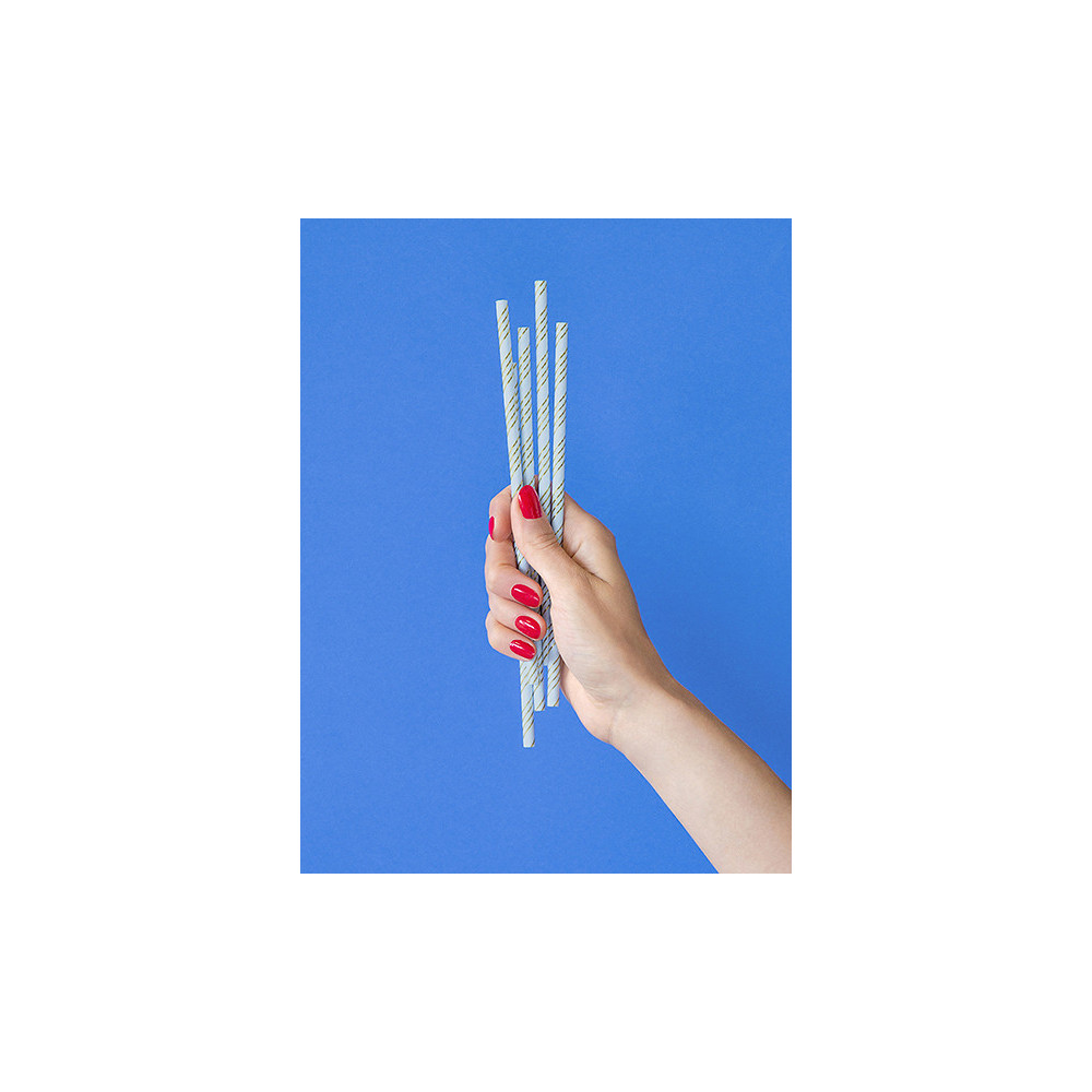 Paper straws - light blue, 19,5 cm, 10 pcs.