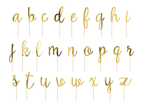Cake toppers Alphabet - gold, 53 pcs.