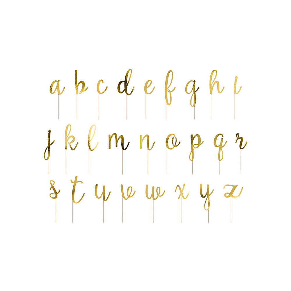 Cake toppers Alphabet - gold, 53 pcs.