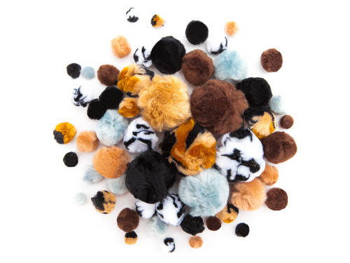 Pompony akrylowe - DpCraft - Animal Prints, 56 szt.