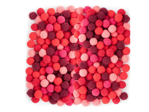 Assorted Poliester Pompoms - DpCraft - red, 1 cm, 120 pcs.