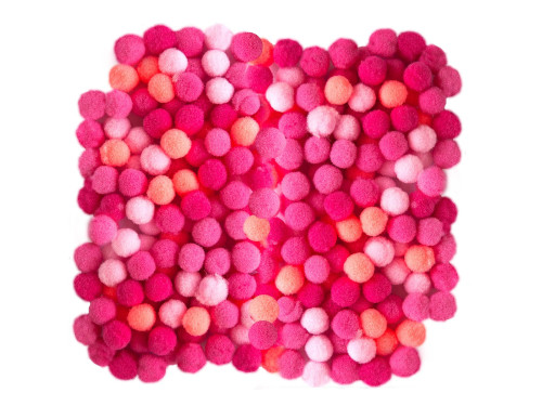 Assorted Poliester Pompoms - DpCraft - pink, 1 cm, 120 pcs.