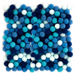 Assorted Poliester Pompoms - blue, 1 cm, 120 pcs.