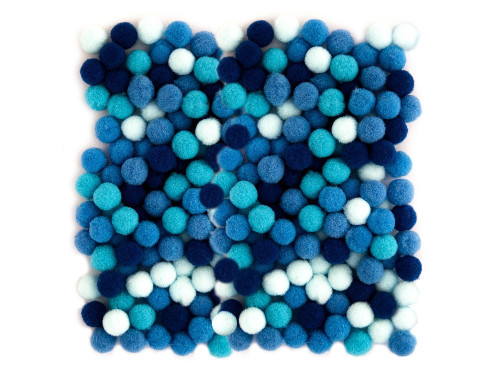 Assorted Poliester Pompoms - blue, 1 cm, 120 pcs.