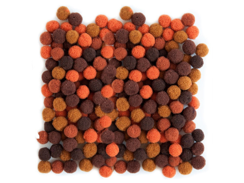 Assorted Poliester Pompoms - DpCraft - brown, 1 cm, 120 pcs.