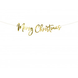 Merry Christmas banner - gold, 21,5 x 83 cm