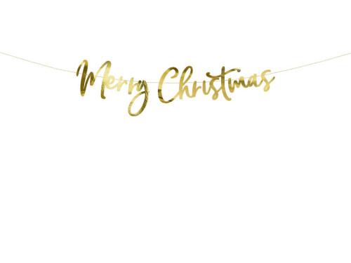 Merry Christmas banner - gold, 21,5 x 83 cm
