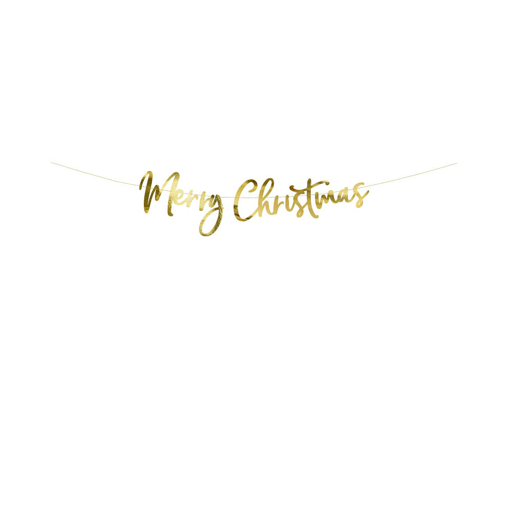 Merry Christmas banner - gold, 21,5 x 83 cm