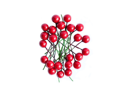 Owoce ostrokrzewu 1,2 cm - DpCraft - czerwone, 24 szt.