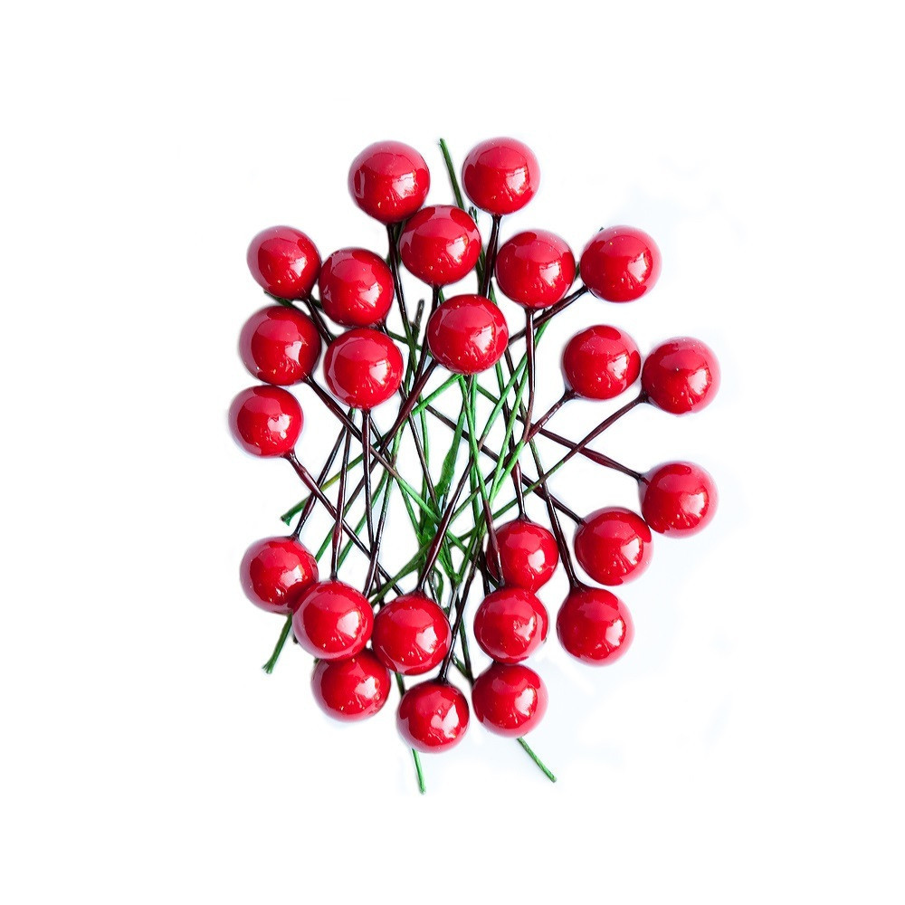 Owoce ostrokrzewu 1,2 cm - DpCraft - czerwone, 24 szt.