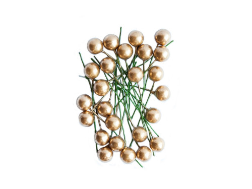 Gold Holly Berries 1,2 cm, 24 pcs