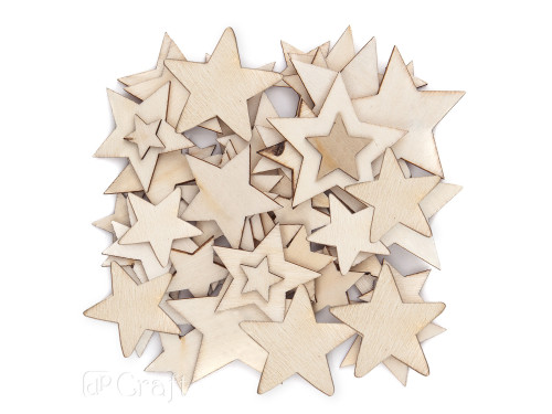 Wooden shapes Stars, 120 pcs